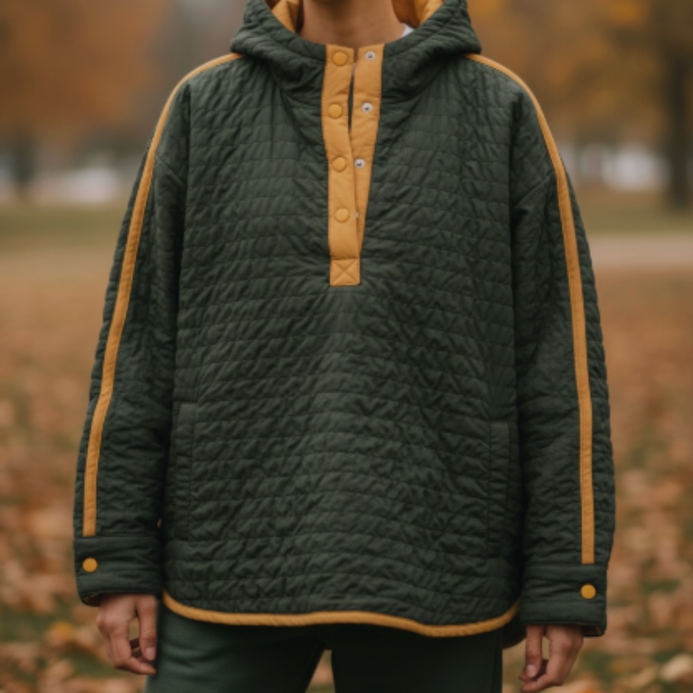 Women’s Oversized Quilted Snap Pullover - NWOT